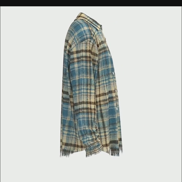 SCRATCH CHECK SHIRTS DARK CYAN BLUE