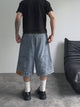 "YOUR PANTS ARE ON BACKWARDS" FADED DENIM JORTS