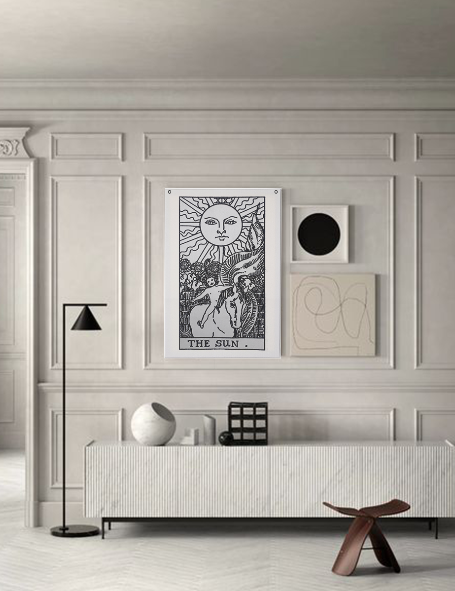 tarot card tapestry B&W